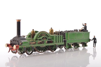 Lot 500 - Scratchbuilt EM Gauge LNWR lined green circa 1847 Trevithick "Cornwall" 4-2-2 Locomotive & Tender