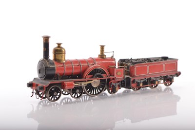 Lot 505 - EM Gauge Scratchbuilt LNWR early red Stephenson "Long Boiler" 4-2-2 No. "233" Locomotive & tender