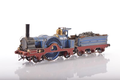 Lot 508 - Scratchbuilt EM Gauge Caledonian Railway Blue Conner Class 76 circa 1859 2-2-2 Locomotive & Tender