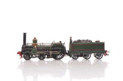 Lot 512 - Scratchbuilt EM Gauge South Eastern railway lined green No.12 "Crampton" 4-2-0 Locomotive and tender