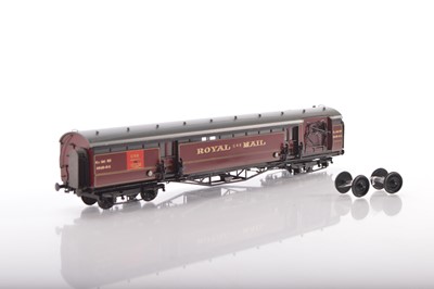 Lot 527 - Badger Models 00 Gauge Professionally made LMS lined maroon full length bogie Royal Mail Sorting Van with collection nets number 3241