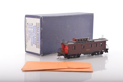 Lot 544 - Railworks Korea H0 Gauge Boston & Maine R-420 Wood red and maroon factory painted 5 window Narrow Monitor Caboose