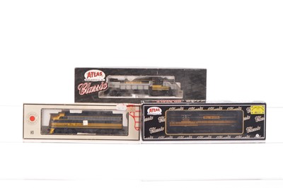 Lot 611 - Atlas and Stewart Hobbies American HO Gauge Rio Grande black and yellow Diesel Locomotives (3)