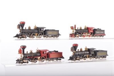 Lot 646 - Rivarossi unboxed American HO Gauge 4-4-0 Wild West style steam Locomotives and Tenders (4)