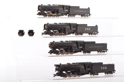 Lot 654 - Rivarossi unboxed American HO Gauge black Eight Coupled 0-8-0 Steam Locomotives and Tenders  (4)