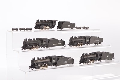 Lot 655 - Rivarossi unboxed American HO Gauge black six Coupled 0-6-0 Steam Locomotives and Tenders  (5)