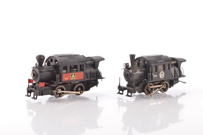 Lot 672 - Pair of New One Models Japan unboxed American HO Gauge Baltimore and Ohio and Pennsylvania Rail Road black and Camelback Roundhouse Goat brass 0-4-0 Steam Locomotives without Tenders (2)