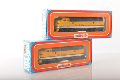 Lot 701 - A boxed pair of Marklin HO Gauge 3-rail American Rio Grande F7 Diesel Locomotives