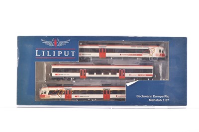 Lot 737 - Liliput (Bachmann) HO Gauge L133941 SBB-CFF white red and grey Domino 3-Car Epoche V1 Electric Railcar