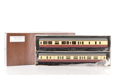 Lot 816 - Peter Cowling 0 Gauge Finescale pair of ex GWR Hawksworth  Western region Crimson & Cream Passenger coaches (2)