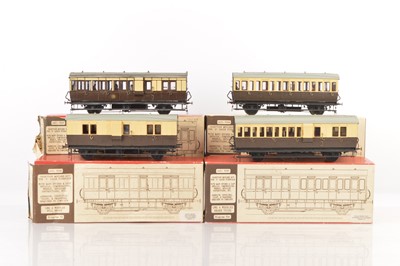 Lot 851 - Slaters Kitbuilt 0 Gauge Finescale group of GWR Brown & Cream 4-wheel Passenger coaches (4)