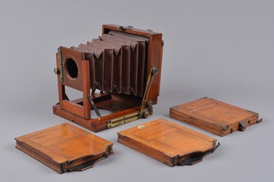 Lot 498 - A Mahogany and Brass Quarter Plate Camera Body