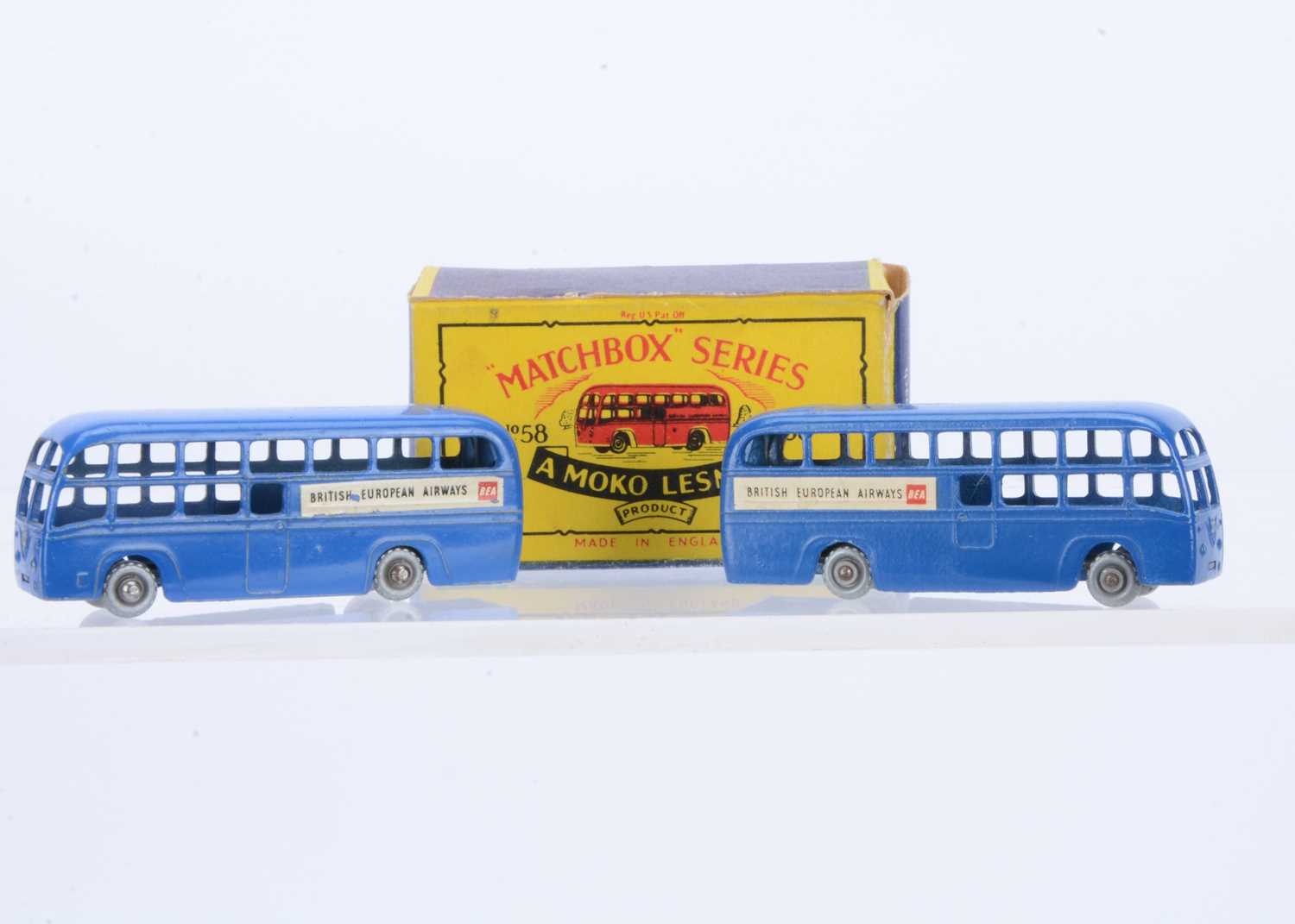 Lot 95 - Two Scarce Variants Of The Matchbox Lesney 58a BEA Airport Coach Model