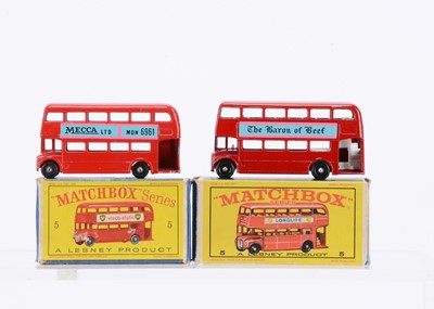 Lot 104 - Two Scarce Boxed Matchbox Lesney Routemaster Bus Models