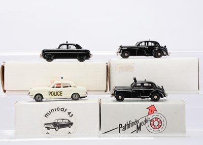 Lot 187 - 1:43 Scale White Metal Police Vehicles