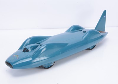 Lot 302 - An unpowered carved wooden model of Sir Malcolm Campbell's Speed Record Car 'Bluebird' by Planearts Manufacturing