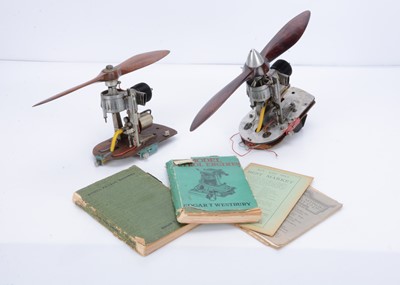 Lot 323 - A pair of Bulkhead-mounted Petrol Aero Engines and related books