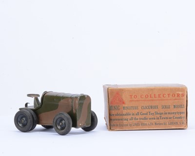Lot 351 - A Tri-ang Minic Tinplate Clockwork Pre-War 11M CF Army Tractor