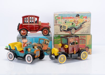 Lot 374 - Nomura (Japan) Tinplate Battery-Operated Veteran Era Cars