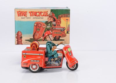 Lot 377 - A Nomura (Japan) Tinplate Battery-Operated Fire Tricycle