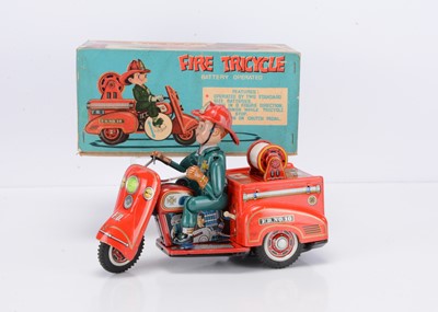 Lot 377 - A Nomura (Japan) Tinplate Battery-Operated Fire Tricycle