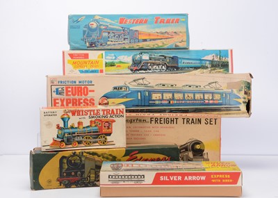 Lot 381 - Japanese Tinplate Friction Drive & Battery-Operated Trains