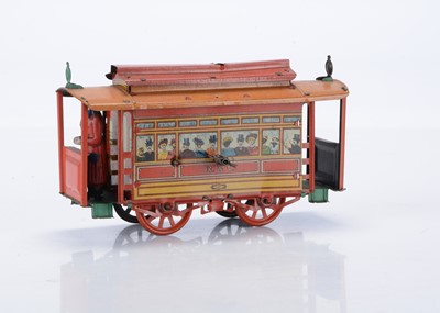 Lot 387 - A tinplate 4-wheel floor-running Tram by R & C