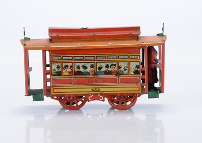Lot 387 - A tinplate 4-wheel floor-running Tram by R & C