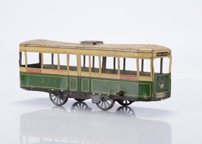 Lot 388 - A tinplate 4-wheel floor-running Tram by JEP (Jouet de Paris)
