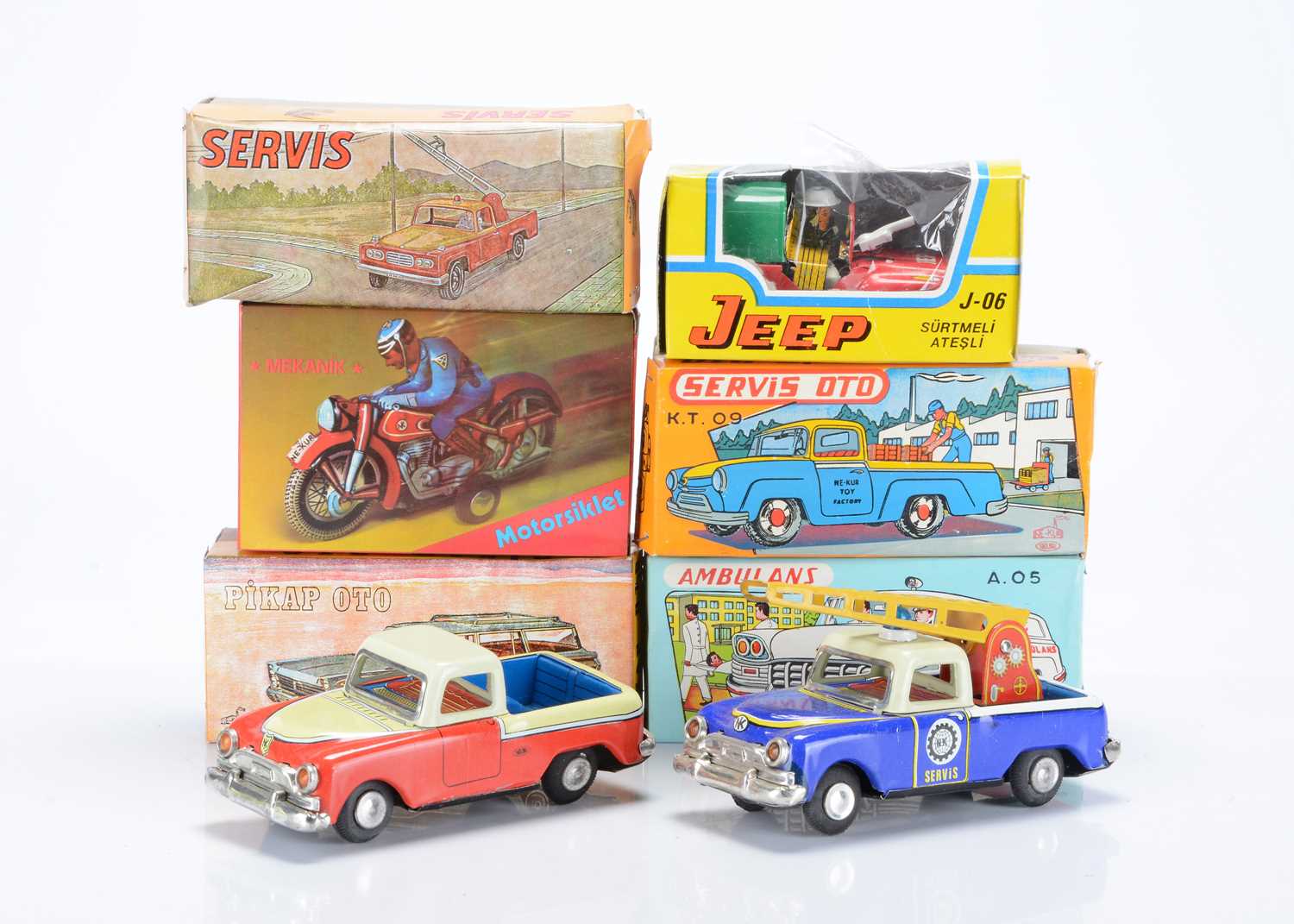 Lot 395 - Turkish Tinplate Toy Vehicles by Nekur