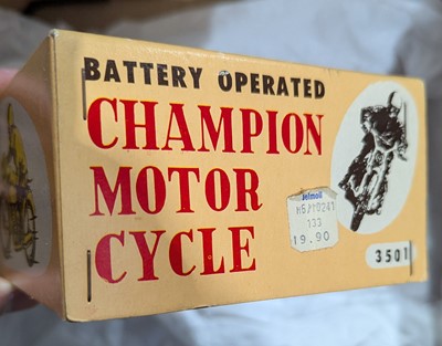 Lot 397 - A Scarce Masudaya Modern Toys (Japan) Tinplate Battery-Operated Champion Motorcycle