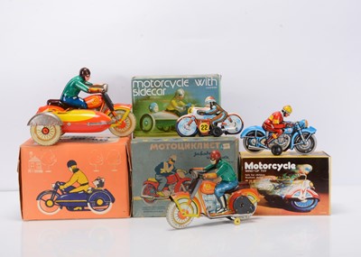 Lot 398 - Tinplate Clockwork & Friction Drive Motorcycles