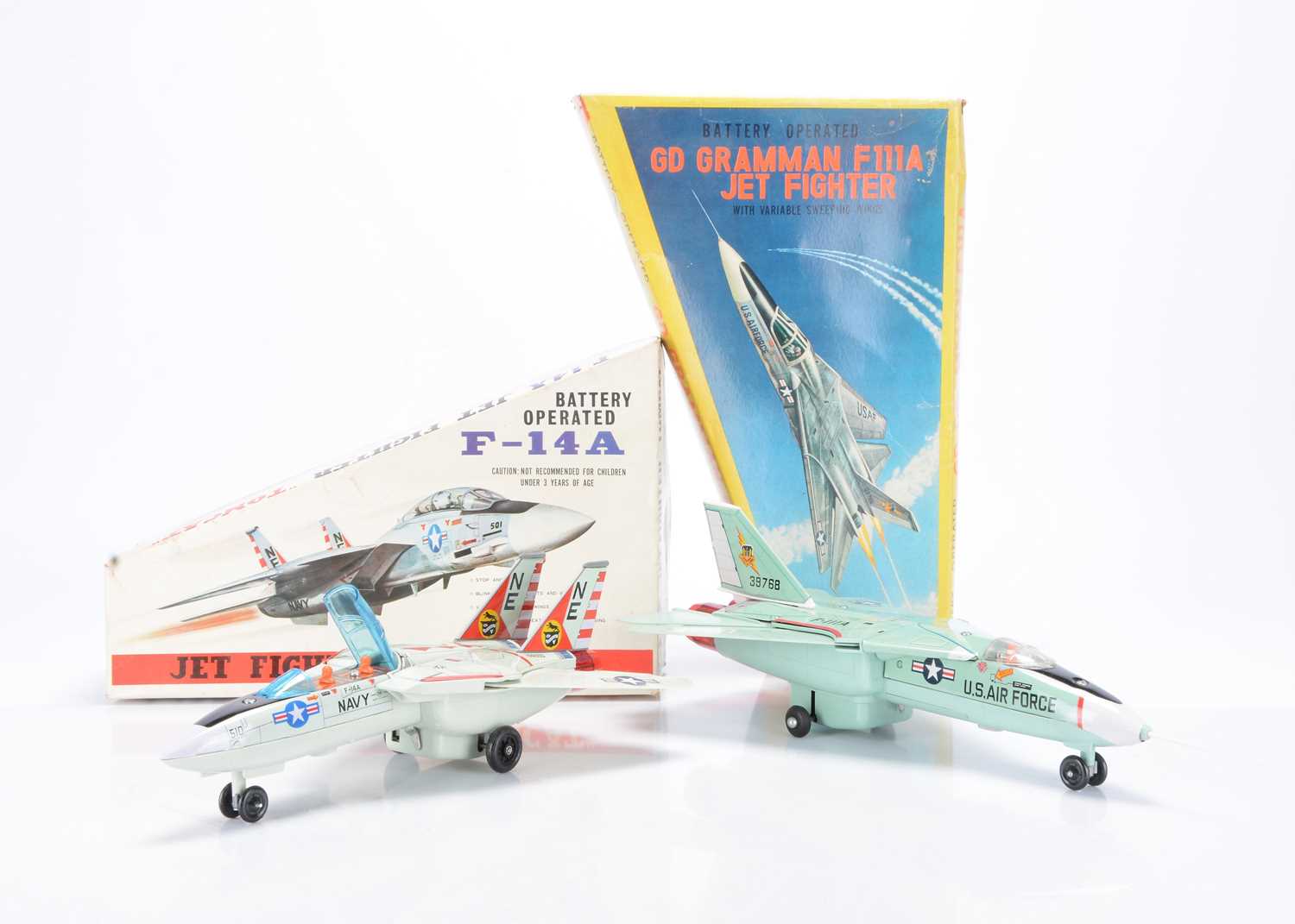 Lot 403 - Nomura (Japan) Tinplate & Plastic Battery-Operated Fighter Jets