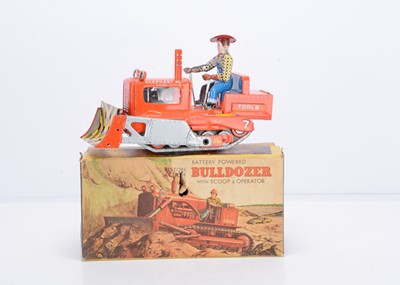 Lot 408 - A Usagiya Toys (Japan) Tinplate Battery Operated Piston Action Elephant Bulldozer