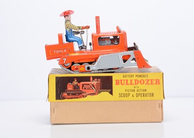 Lot 408 - A Usagiya Toys (Japan) Tinplate Battery Operated Piston Action Elephant Bulldozer