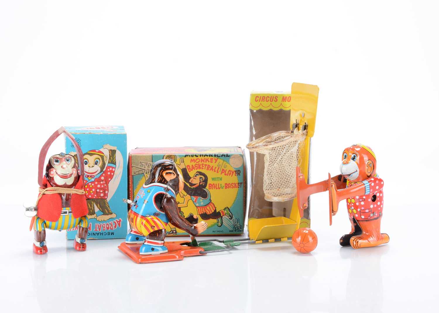 Lot 430 - Japanese Tinplate Clockwork Monkey Toys
