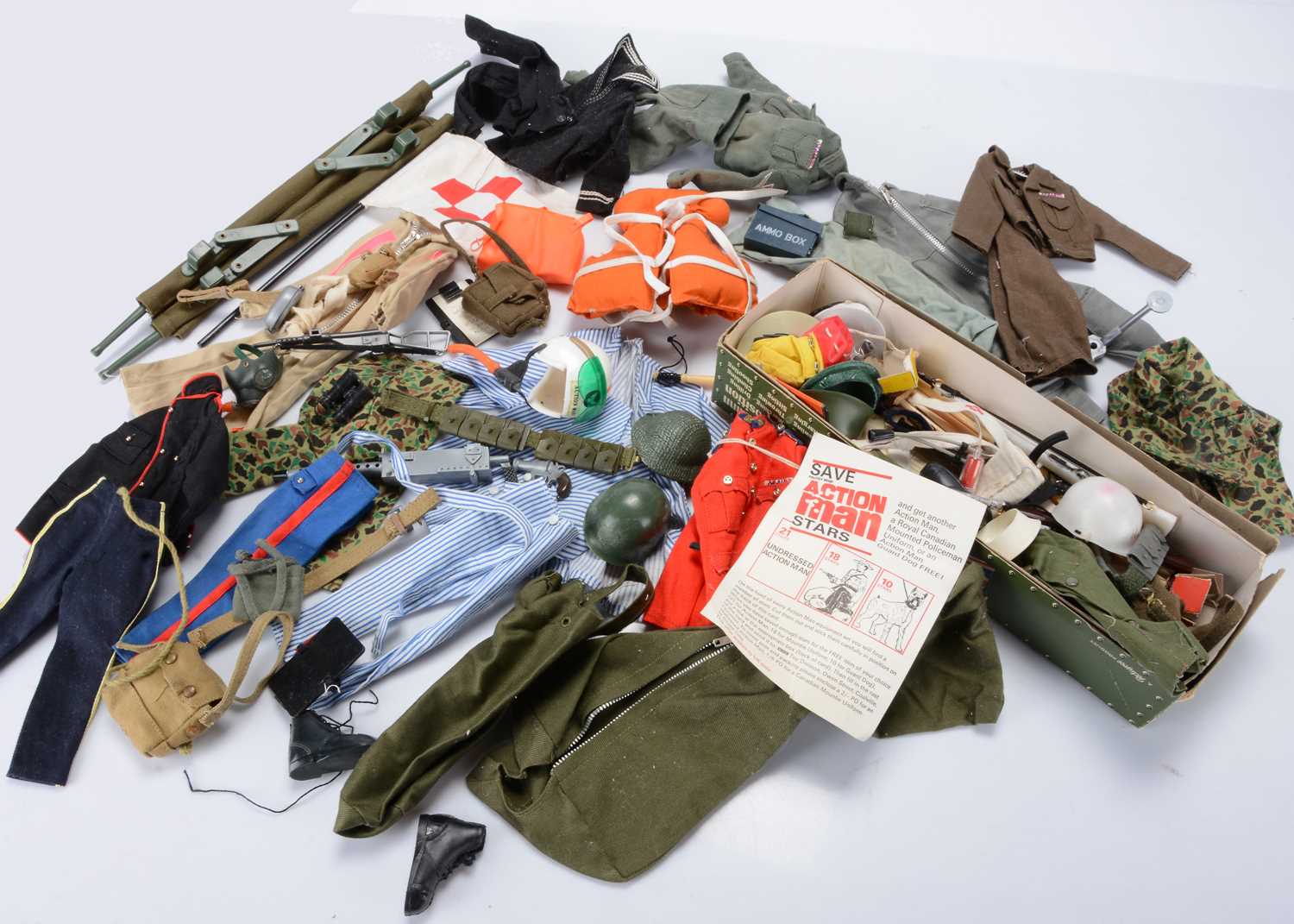 Lot 471 - Vintage Pedigree Tommy Gunn & Hasbro GI Joe/Action Man Clothing & Accessories