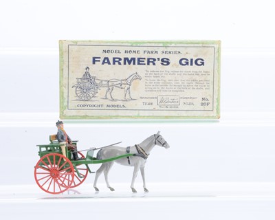 Lot 559 - Britains post WW2 version 20F Farmers Gig complete with farmer and original whip in holder