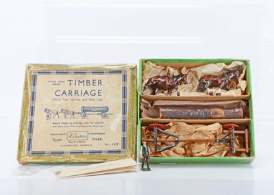 Lot 561 - Britains boxed pre WW2 version 12F Timber Carriage (with Two Horses and Real Log)