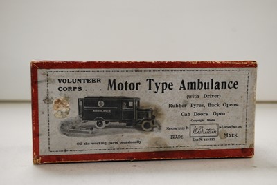 Lot 563 - Britains very rare pre WW2 only boxed 1513 Volunteer Corps Ambulance complete with driver and civilian patient