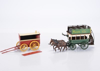 Lot 573 - Recently cast (by the vendor) horse drawn vehicles comprising copy of Charbens rare Mobile Canteen