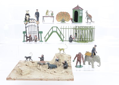 Lot 633 - Zoo animals and accessories by various makers including Britains and Charbens comprising of Taylor & Barrett fence (10, but 2 P)