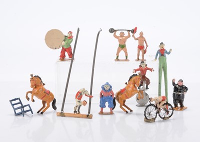 Lot 641 - Charbens lead circus figures comprising strong man with bar bells