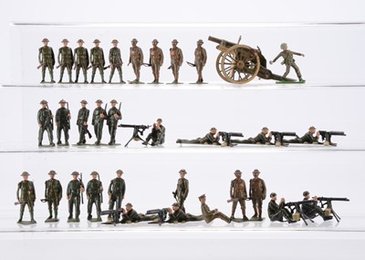 Lot 644 - Various Britains British Infantry in khaki comprising loose set 195 Infantry in steel helmets