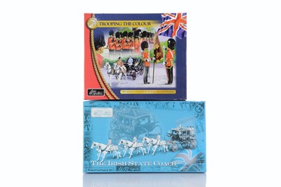 Lot 647 - Britains boxed British Ceremonial carriage sets comprising 00254 The Irish State Coach and 40111 H M The Queen in the Ivory Mounted Phaeton from the Trooping the Colour series