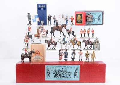 Lot 658 - A variety of ceremonial and souvenir figures by various makers comprising Corgi Icon series Churchill and mounted Policeman