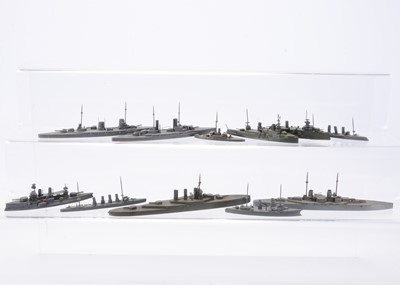 Lot 662 - 11 Bassett-Lowke 1in-100ft wooden Naval Vessels (110