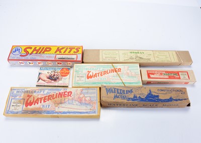 Lot 666 - Modelcraft  Micromodels  SM Waterline unmade wooden Ship Models (8)