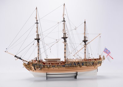 Lot 672 - A well made probably Mantua kit built large scale 1/47 three masted H M Royal Yacht 'Royal Caroline' 1750