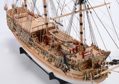 Lot 672 - A well made probably Mantua kit built large scale 1/47 three masted H M Royal Yacht 'Royal Caroline' 1750